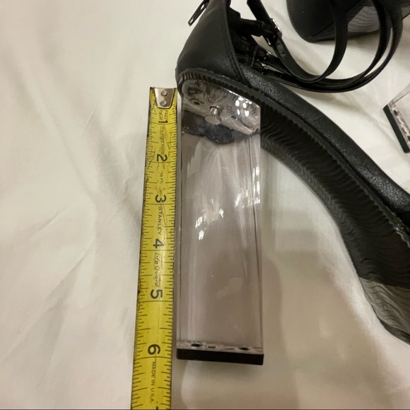 Qupid Arctic-01X Black/Clear Platform Heels 10 New Never Worn, 3 Ankle Straps - Picture 11 of 14
